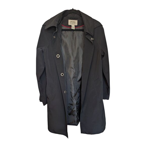 London Fog Women's Black Trench Coat Water Resistant Removable Hood Small Jacket - Picture 6 of 10